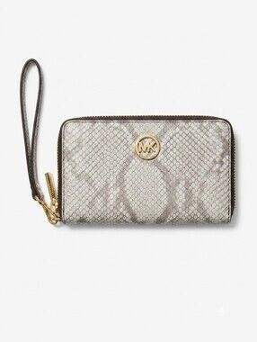 Michael Kors Jet Set Python Leather Wallet With Removable Wrist Strap